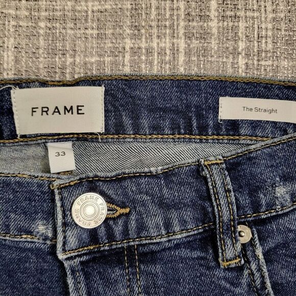 FRAME The Straight Leg Jeans in Tahiti  Blue Button Fly Men's 33 (Actual 34x31) - Picture 4 of 13